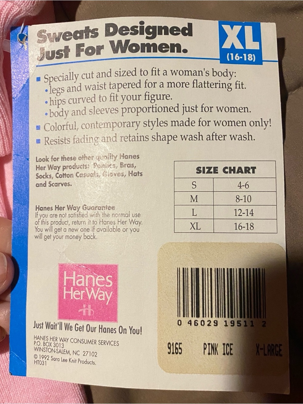Hanes womens NOS old stock pink raglan sweatshirt XL new 1992 USA crewneck - Picture 3 of 6